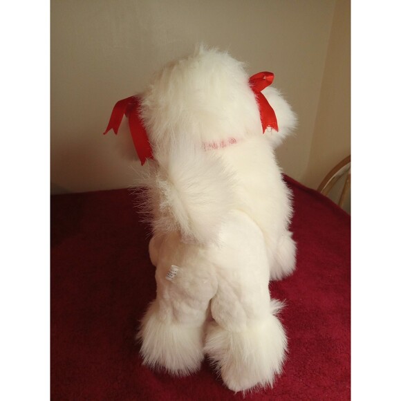 Vintage Parisi Creations French Poodle Stuffed Animal With Red Ribbon Bows 14 " - Picture 4 of 4